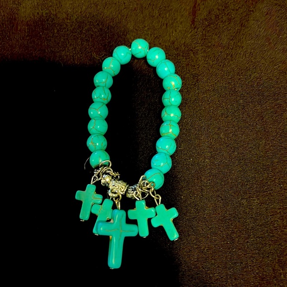 Beaded bracelet faux turquoise - Picture 1 of 1